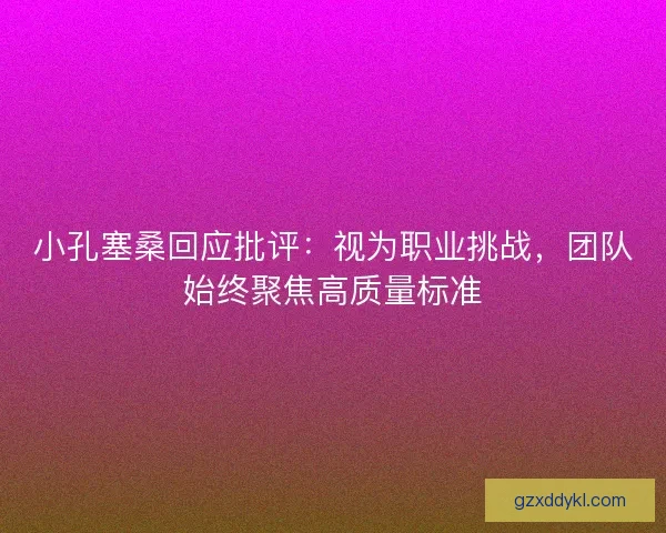 小孔塞桑回应批评：视为职业挑战，团队始终聚焦高质量标准