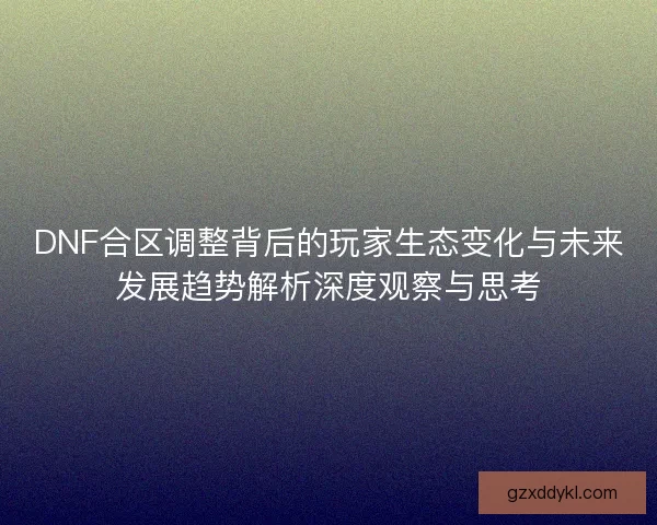 DNF合区调整背后的玩家生态变化与未来发展趋势解析深度观察与思考