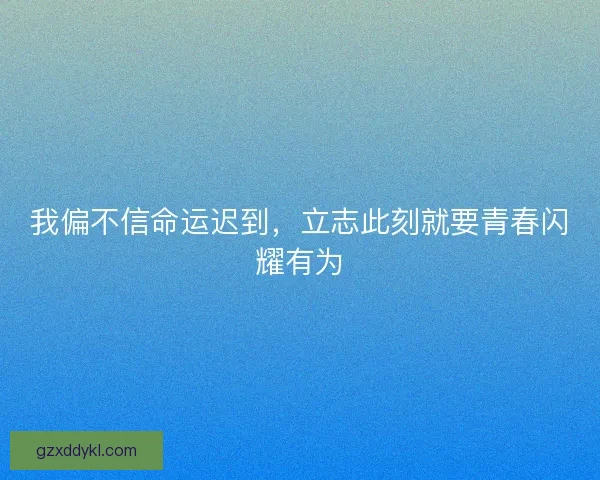 我偏不信命运迟到，立志此刻就要青春闪耀有为