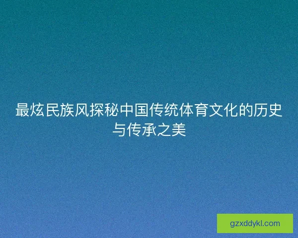 最炫民族风探秘中国传统体育文化的历史与传承之美